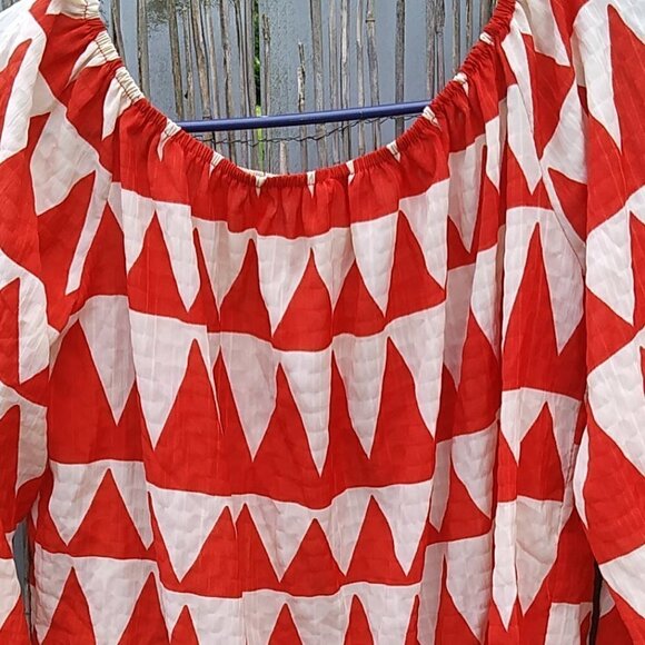 Misska Red & White Off The Shoulder Lightweight Blouse - No Size Tag - Picture 9 of 11